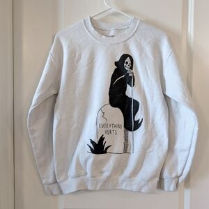 Subversive Sweatshirt- Skeleton Halloween White Sweater (S)